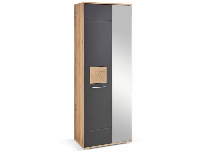 FARNERO Garderobenschrank, Material Spanplatte, Artisan eichefarbig/schwarz