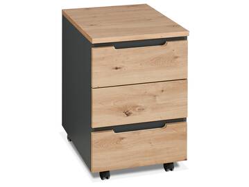 MAILAND Rollcontainer II, Material Dekorspanplatte Artisan Eichefarbig / Graphit