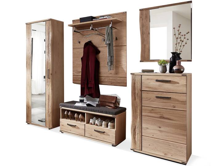 BANTY Garderobenset I, Material Teilmassiv, Wildeiche