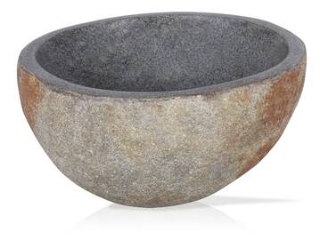 CALMANDO Aufsatzwaschbecken, Material Flussstein, Grau