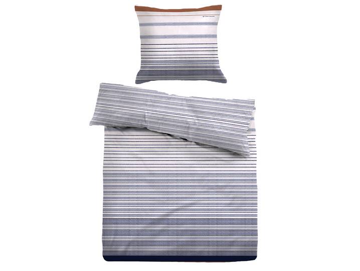 TOM TAILOR Bettwäsche, Linon, Blau gestreift, 100% Baumwolle