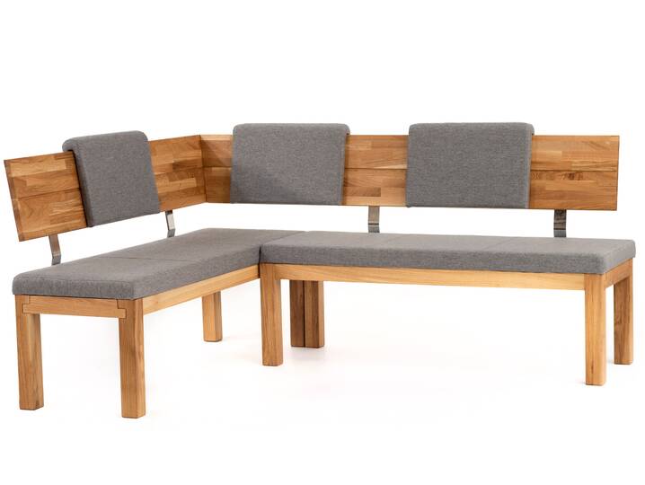 SALIMA Eckbank, Material Massivholz / Stoffbezug Eiche | 171 x 208 cm | grau