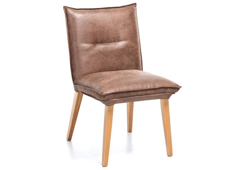 GRADY II Polsterstuhl, Gestell Massivholz/Stoffbezug Mikrofaser braun