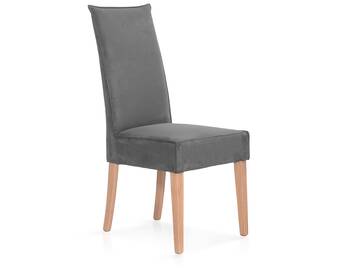 KARI Polsterstuhl / Hochlehner mit Komfortsitz, Material Kunstfaser Nubukoptik/Massivholz Buche | grau