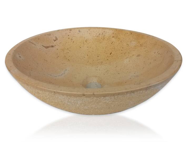 KALLI Aufsatzwaschbecken, Naturstein, rund, Marmor beige 