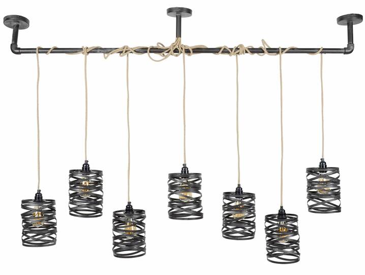 VINNY II Pendelleuchte mit 7 Leuchten, Material Metall, schiefergrau