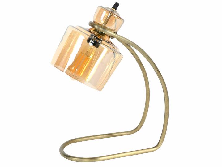 VOTAN I Tischleuchte mit Glasschirm/Gestell Metall bronzefarbig
