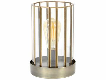 DOBS Tischlampe mit Glas/Metallsockel bronzefarbig antik