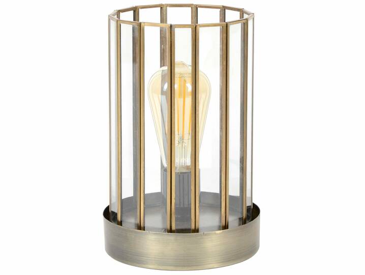 DOBS Tischlampe mit Glas/Metallsockel bronzefarbig antik