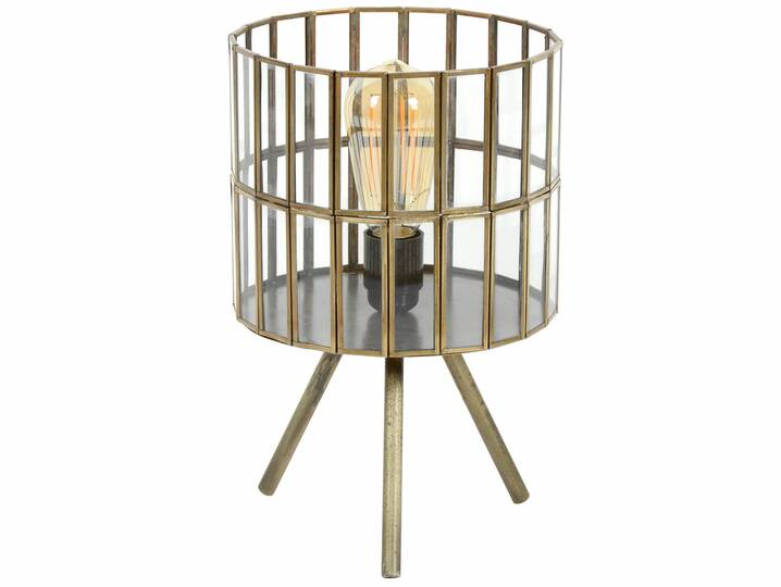 DOBS II Tischlampe mit Glas/Metallgestell bronzefarbig antik