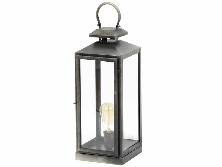 DIGO Tischleuchte Laterne, Material Metall/Glas