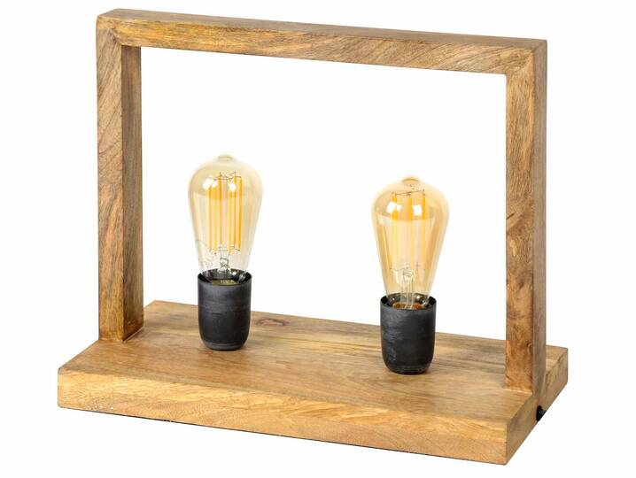 DUINA Tischlampe, Holzrahmen Mango massiv