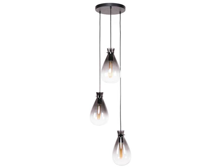 NORAN Hängelampe, 3-flammig, Glasschirme Rauchglas