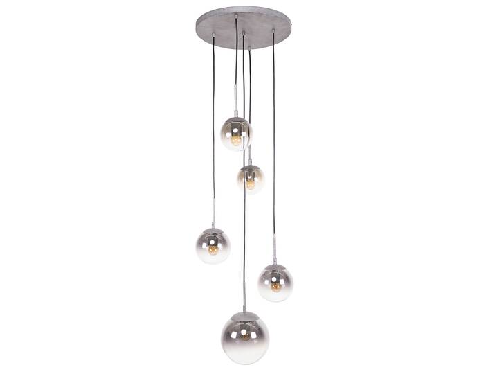 NIGEL Hängelampe, 5-flammig, Glasschirme Rauchglas