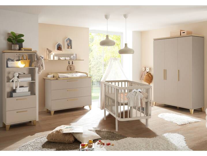 LENI Komplett-Babyzimmer, Material Spanplatte, Kaschmir/Eichefarbig 