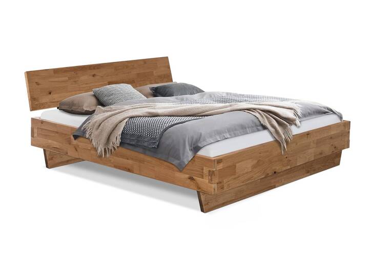 CORDINO Wangenbett aus Eiche, Material Massivholz, mit/ohne Kopfteil 160 x 200 cm | Eiche unbehandelt | gebürstet | mit Kopfteil
