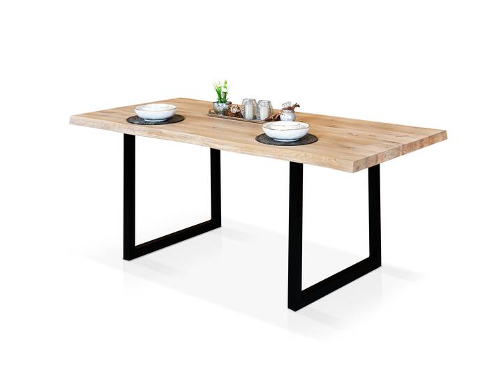 MABON Esstisch 200x100 cm, Material Massivholz, Eiche geölt Baumkante