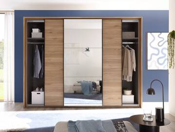 AUCKLAND Schwebetürenschrank, Material Dekorspanplatte Mauvella Oak
