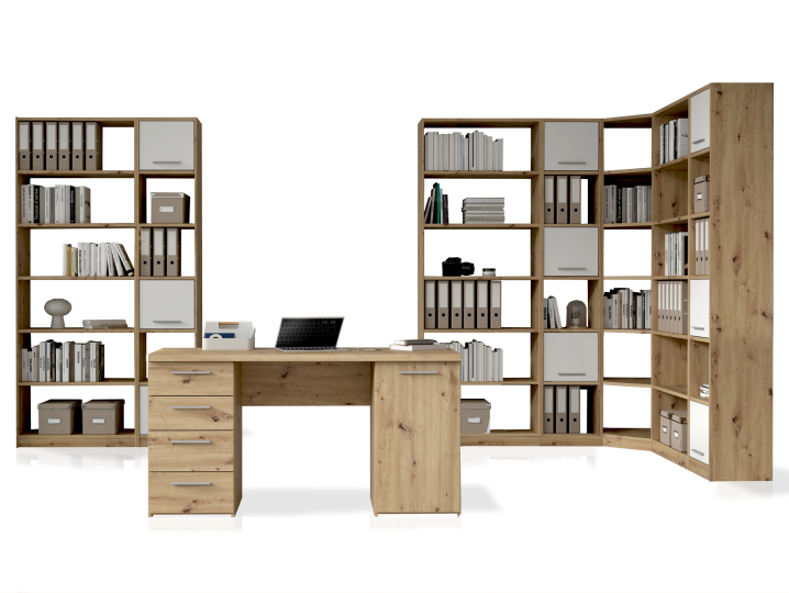 CALLANDO Komplett-Büro II, Material Dekorspanplatte, Artisan Eiche Nachbildung/weiss