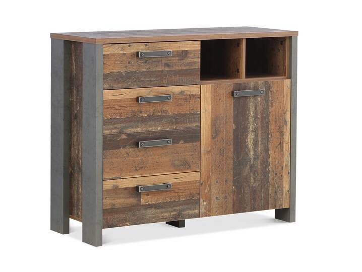 CASSIA Kommode I, Material Dekorspanplatte, Old Wood Vintage Nachbildung/betonfarbig