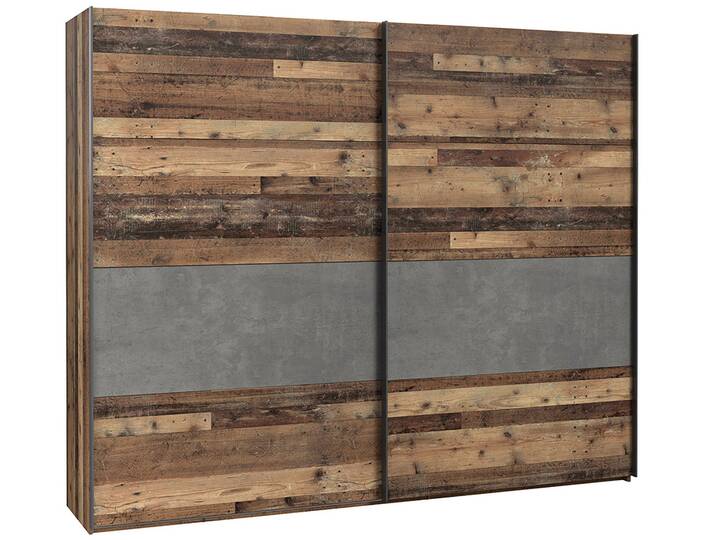 CASSIA Schwebetürenschrank, Material Dekorspanplatte, Old Wood Vintage/betonfarbig