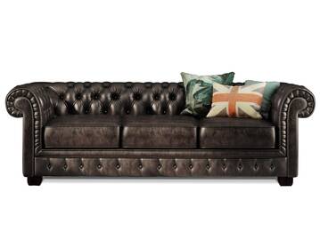 CHESTERFIELD Echtleder 3-Sitzer Sofa BRADFORD, antikbraun