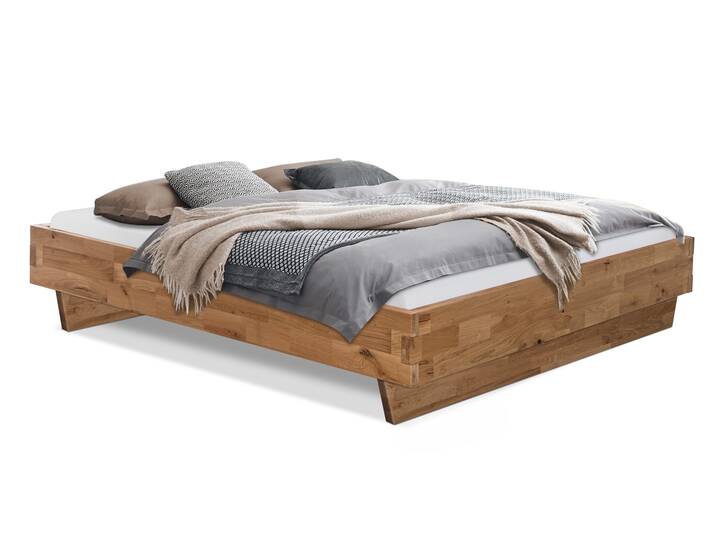 CORDINO Wangenbett aus Eiche, Material Massivholz, mit/ohne Kopfteil 160 x 220 cm | Eiche lackiert | gebürstet | ohne Kopfteil