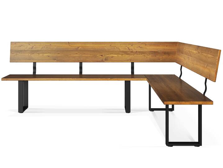 CURBY Eckbank, rustikale Altholzoptik, Material Massivholz, Fichte gebürstet 224 x 167 cm | vintage | ohne Sitzkissen