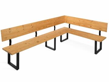CURBY Eckbank, rustikale Altholzoptik, Material Massivholz, Fichte gebürstet 288 x 167 cm | natur | ohne Sitzkissen