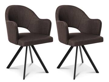 DOLORA 2er SET Schalenstühle, Gestell Eisen schwarz ohne Drehfunktion | Stoff | braun