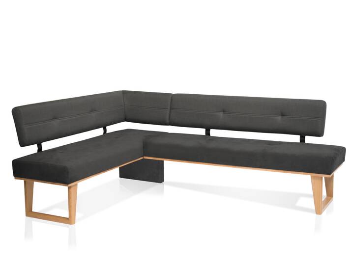 COLMI Eckbank, Material Massivholz/Bezug Stoff Eiche | 167 x 192 cm | dunkelgrau