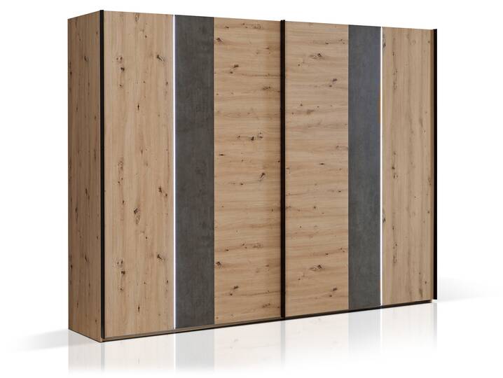 FILENA Kleiderschrank, Material Dekorspanplatte, Artisan Eiche Nachbildung/ Dunkelgrau