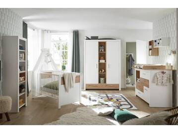 FABI Komplett-Babyzimmer, Material Spanplatte, weiß/Artisan Eichefarbig