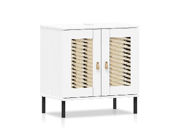 CINOY Waschbeckenunterschrank, Material Massivholz, Kiefer lackiert weiss