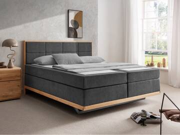 MELBOURNE Plus Boxspringbett, Härtegrad 3, dunkelgrau