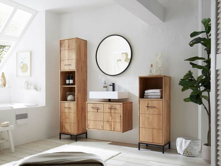 BOLTON Badezimmerset II, Material Massivholz, Wildeiche geölt 