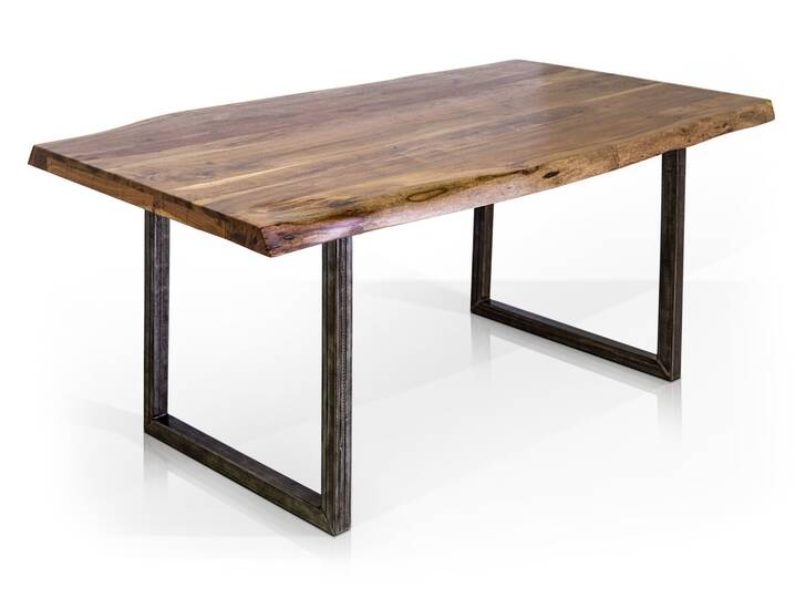 GERA Baumkantentisch, Material Massivholz/Metall, Akazie lackiert 160 x 90 cm 