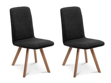 GLORIA 2er SET Polsterstühle, Gestell Massivholz ohne Drehfunktion | Stoff | anthrazit