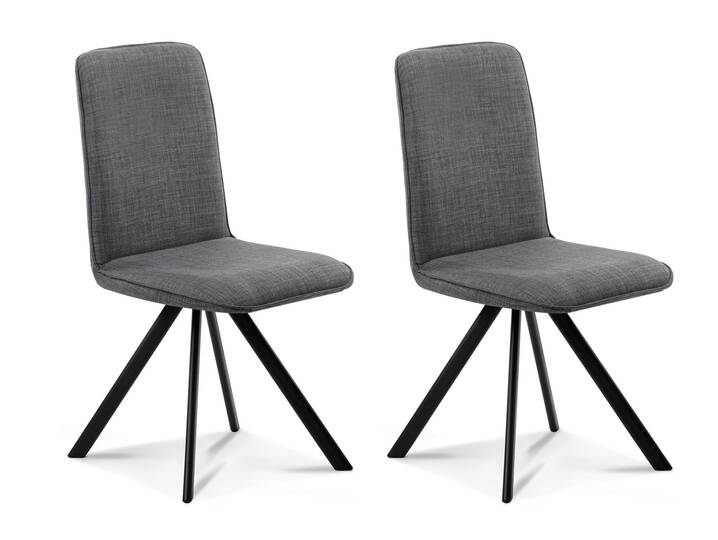 GLORIA 2er SET Polsterstühle, Gestell Eisen schwarz
