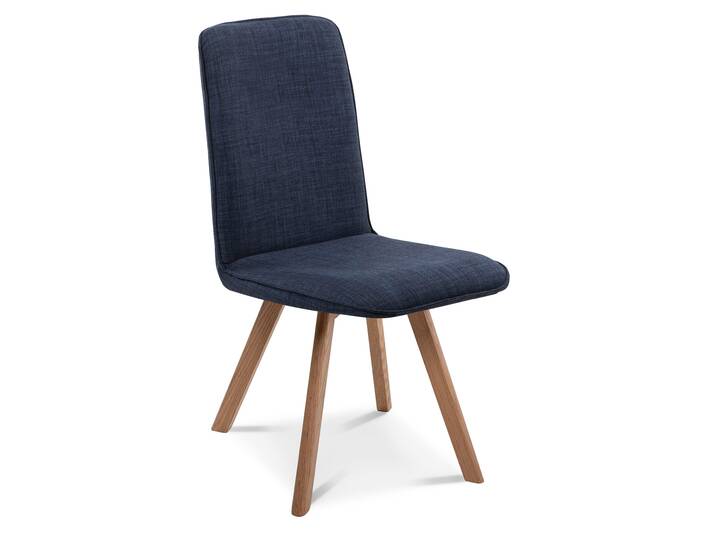 GLORIA Polsterstuhl, Gestell Massivholz mit Drehfunktion | Stoff | blau