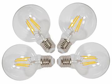 4er Set LED-Glühbirnen rund, E27, 4 Watt, warmweiss