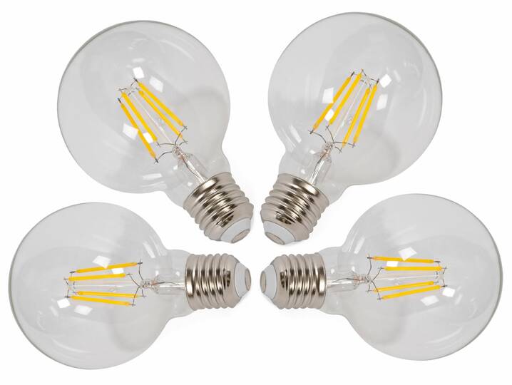 4er Set LED-Glühbirnen rund, E27, 4 Watt, warmweiss