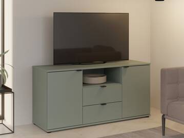 GINNY TV-Unterschrank, Material Spanplatte Salbei