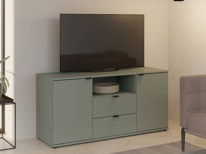 GINNY TV-Unterschrank, Material Spanplatte Salbei