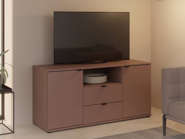 GINNY TV-Unterschrank, Material Spanplatte Terracotta