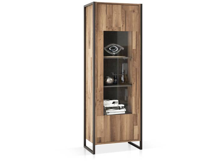 HANIKA Vitrine, Material Dekorspanplatte, eichefarbig/betonfarbig