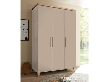 LENI Kleiderschrank 3türig, Material Spanplatte, Kaschmir/Eichefarbig