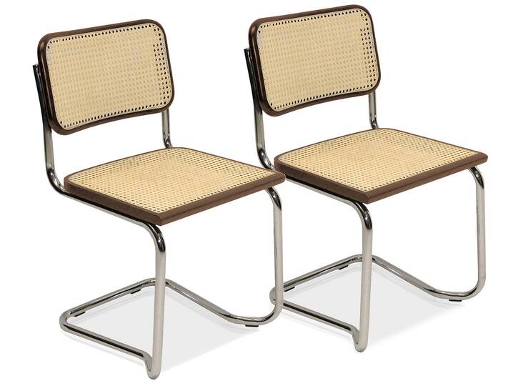HOLM 2er SET Freischwinger, Material Naturgeflecht, Gestell Metall