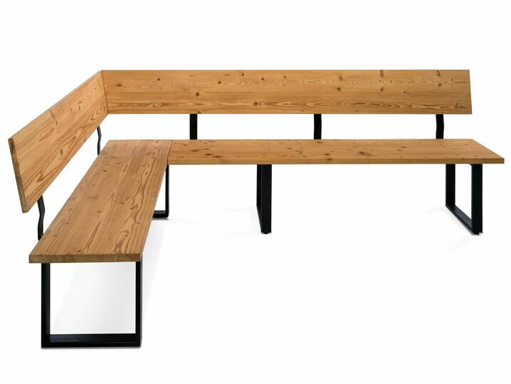 CURBY Eckbank, rustikale Altholzoptik, Material Massivholz, Fichte gebürstet 224 x 167 cm | natur | ohne Sitzkissen