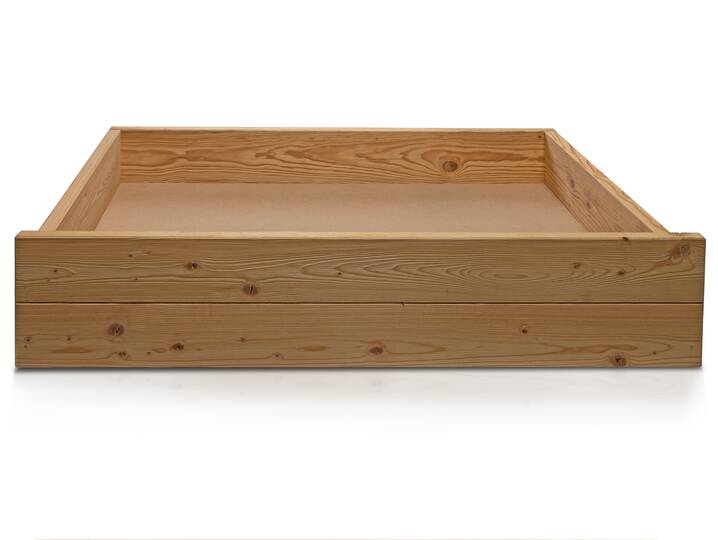 CURBY Bettschublade für Balkenbett, groß | Material Massivholz, Thermo-Fichte, NATUR